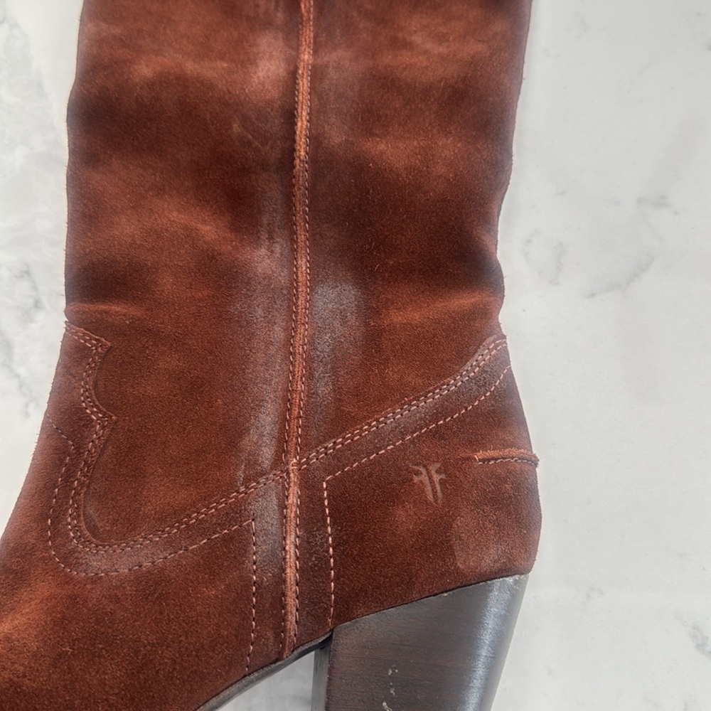 FRYE Renee Seam Tall western oiled knee boot, size 9 - Picture 2 of 6